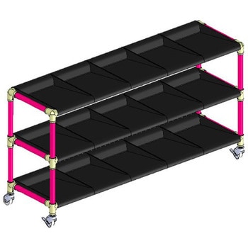 イレクター製短靴ラック5列3段 15足用 ブラックトレイ 矢崎化工