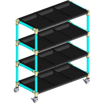 イレクター製短靴ラック3列4段 12足用 ブラックトレイ 矢崎化工