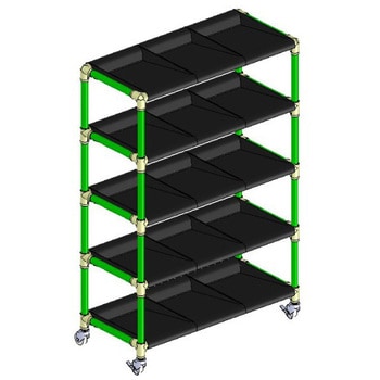 イレクター製短靴ラック3列5段 15足用 ブラックトレイ 矢崎化工