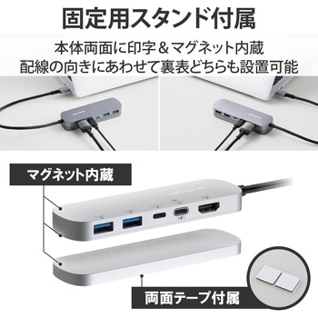 TypeC ドッキングステーション ハブ 5-in-1 PD 90W出力 【Windows 11 10 macOS iPadOS 対応】 エレコム