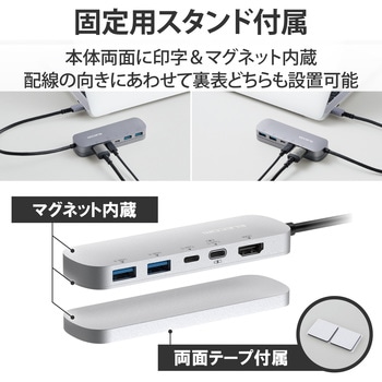 TypeC ドッキングステーション ハブ 5-in-1 PD 90W出力 【Windows 11 10 macOS iPadOS 対応】 エレコム