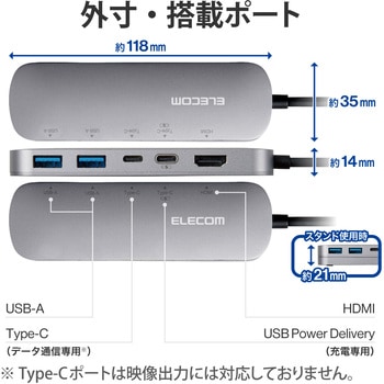 TypeC ドッキングステーション ハブ 5-in-1 PD 90W出力 【Windows 11 10 macOS iPadOS 対応】 エレコム
