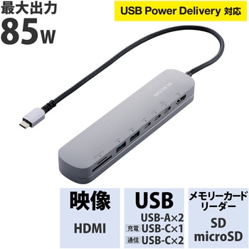 TypeC ドッキングステーション ハブ 8-in-1 PD 85W出力 【Windows 11 10 macOS iPadOS 対応】 エレコム
