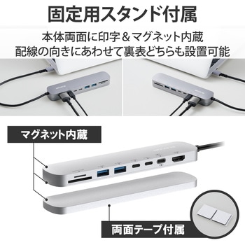 TypeC ドッキングステーション ハブ 8-in-1 PD 85W出力 【Windows 11 10 macOS iPadOS 対応】 エレコム