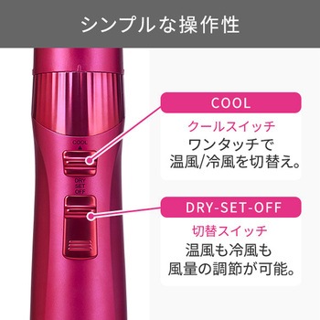 くるくるドライヤー カールドライヤー マイナスイオン 豚毛ブローブラシ 豚毛ロールブラシ 2段階切替 (DRY-SET) 静電気低減 ブラシ水洗いOK 抗菌 テスコム