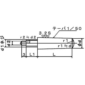 M8×35 外ねじ付きテーパピン(S45C-Q(焼入れ)/生地)(小箱) 1箱(100個