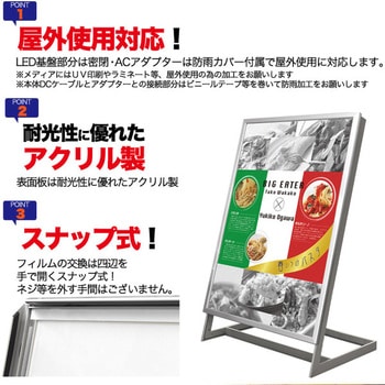屋外対応L型片面LEDスタンドパネル プラタ