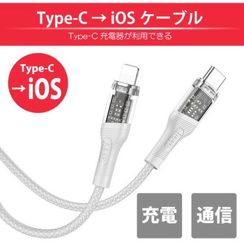 hoco U111 スケルトン Type-C to iOSケーブル グレー バーリーデータ