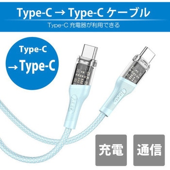 hoco U111 スケルトン Type-C to Type-Cケーブル グレー バーリーデータ