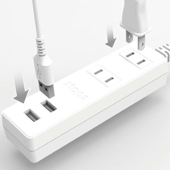 USB付き電源タップ 延長コード 抗菌仕様 TOPLAND