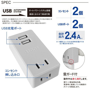 USB充電ポート付きコンセントタップ TOPLAND