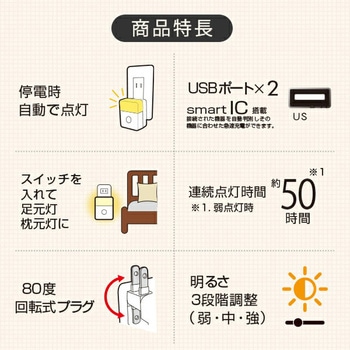 ライト付きUSBアダプタ TOPLAND