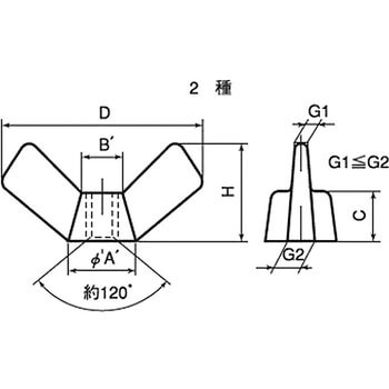 冷間蝶ナット(Rタイプ)(ウィット)(ステンレス/ブラック)(小箱) 大阪魂