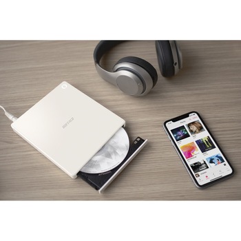 スマホ用CDレコーダー「ラクレコ」DVD再生&microSDスロット搭載モデル BUFFALO(バッファロー)