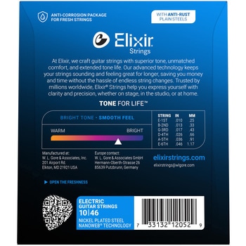 エレキギター弦 2パックセット ライト NANOWEB Elixir(エリクサー)