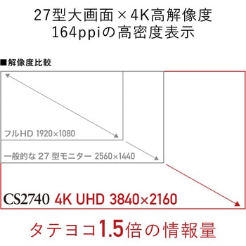 27.0型カラーマネージメントモニター ColorEdge CS2740 (4K/USB Type-C/Adobe RGB/キャリブレーション/5年保証) EIZO