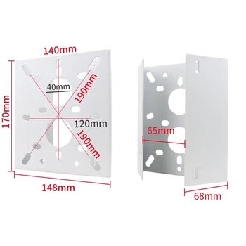 監視・ドームカメラポールマウントブラケット固定スタンド取り付け金具170x148mm【白】 bitstrong