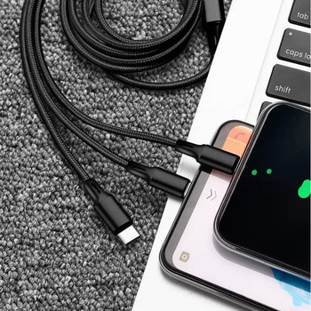 スマートフォン用USBケーブルType-C(2.0) 3in1 MicroUSB Type-B+USB Type-C+Lightning(1メートル) bitstrong