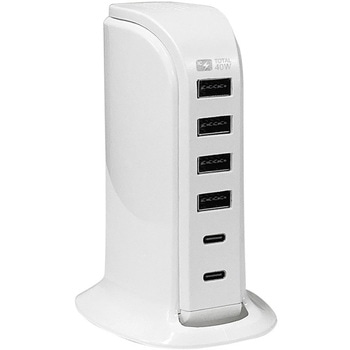 AC充電器 Type-C2P USB-A4P 40W 自動識別 リバーシブル カシムラ