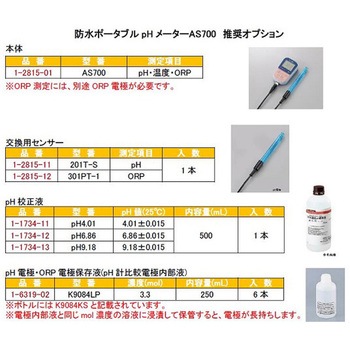 防水ポータブルPHメーター 校正証明書付き アズワン