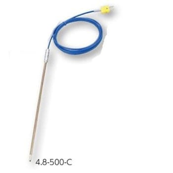 Kシース熱電対 高温度・インコネル(R)タイプ 0～1000℃ Φ6.4mm 500mm 中国語版校正証明書付 アズワン
