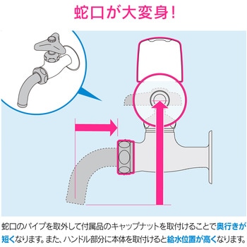 これカモ 洗濯機用水栓上部 (高さアップ 干渉を回避 安心ストッパーつき) GAONA(ガオナ)