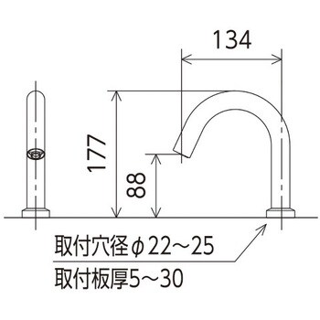 センサー水栓 電池式 ロング KVK 自動水栓 【通販モノタロウ】