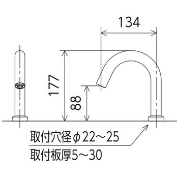 センサー水栓 AC100V仕様 ロング KVK