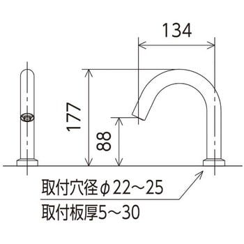 E1700DLM4 センサー水栓 電池式 ロング 1個 KVK 【通販サイトMonotaRO】