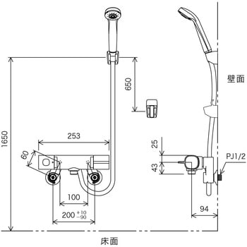 FTB100KRNT サーモスタット式シャワー 1個 KVK 【通販サイトMonotaRO】