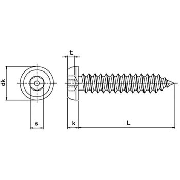 TRF/いたずら防止用ねじステンレスピン六角穴付ボタンタッピンねじ(4種AB形)(ステンレス/ブラック)  (小箱) 日本パワーファスニング