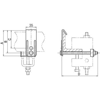 HB50PRH1 吊り金具(HB50P・PW用補強金具 H型鋼用) 1個 ネグロス電工 【通販モノタロウ】