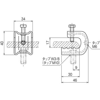 PH1T-W3 吊りボルト支持金具 一般形鋼用 1箱(20個) ネグロス電工