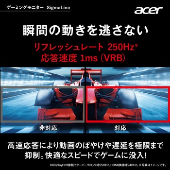 SigmaLine 24.5インチワイド液晶ディスプレイ (24.5型/1920×1080/HDMI、DisplayPort/ブラック/スピーカー搭載/VA/非光沢/フルHD/16:9/250cd/1ms) Acer(エイサー)