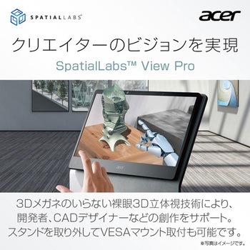 Acer SpatialLabs View Pro (15.6型/3840×2160/HDMI2.0/ブラック/スピーカー非搭載/IPS/光沢/4K/16:9/裸眼3D立体視対応) Acer(エイサー)
