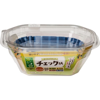 おべんとカップeチェック柄 オーバル  50枚入 東洋アルミエコープロダクツ