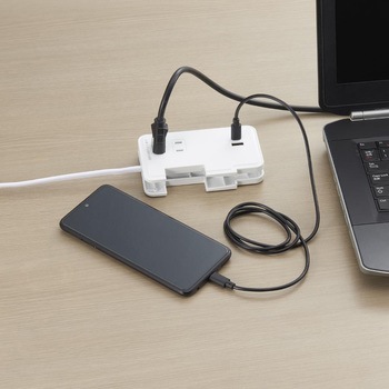 巻取りモバイルタップ3個口0.9mCタイプUSB付 ヤザワコーポレーション