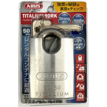 BP-90RK タイタリウム 南京錠 ABUS キー式錠 ステンレス - 【通販