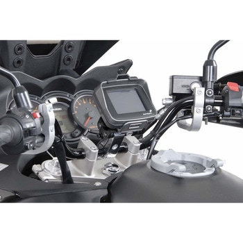 GPS マウント + ハンドルバー クランプ Φ 28 mm ハンドルバー . バイブレーションダンプ. シルバー SW-MOTECH (エスダブリューモテック)