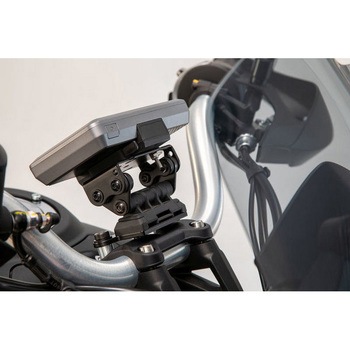 ハンドルバー用GPS マウント ブラック Moto Guzzi V85 TT (19-). SW-MOTECH (エスダブリューモテック)