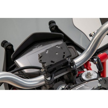 ハンドルバー用GPS マウント ブラック Moto Guzzi V85 TT (19-). SW-MOTECH (エスダブリューモテック)
