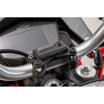 ハンドルバー用GPS マウント ブラック Moto Guzzi V85 TT (19-). SW-MOTECH (エスダブリューモテック)
