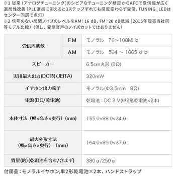 RF-U156-S ポケットラジオ FM/AM 2バンドレシーバー 1個