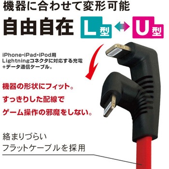 ライトニングゲームケーブル コネクタ変形可能 MFI認証品 TOPLAND