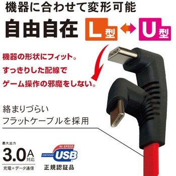Type-C ゲームケーブル コネクタ変形可能 USB-IF正規認証品 TOPLAND