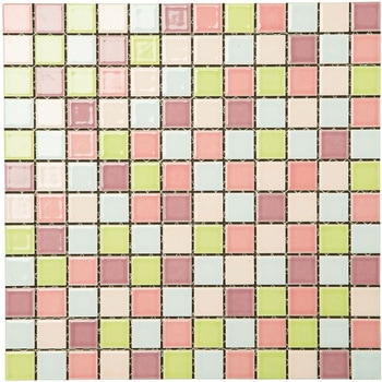 22.5mm角モザイクタイル裏ネット張パステルMIX色 玉川窯業