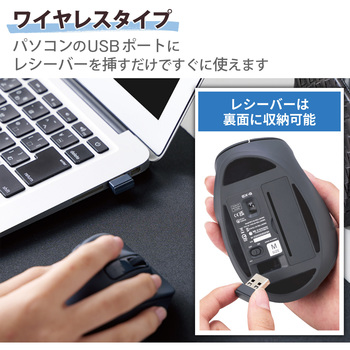 ワイヤレスマウス 無線2.4Ghz 静音 5ボタン 右手専用 究極の握り心地を実現 EX-G エレコム