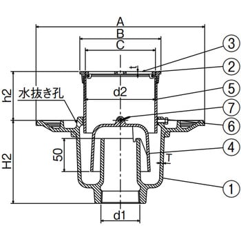 T5B-A 75 防水層用 床排水トラップ 1個 中部コーポレーション 【通販 