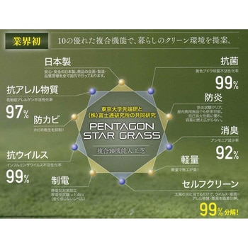 国産人工芝「ペンタゴン スターグラス」1m×10m - ヨシミツ毛織