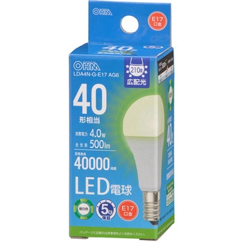 小形LED電球 E17 広配光 オーム電機